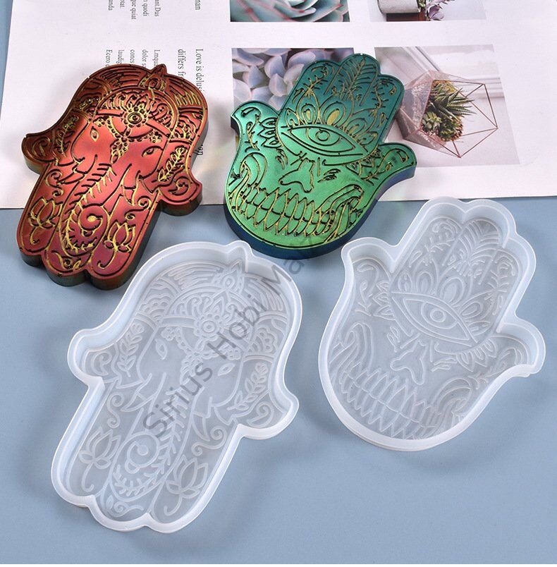 Epoksi Reçine İçin Hamsa El & Ganesha Silikon Kalıp Seti – Nazar Eli Dekoratif Döküm Kalıbı