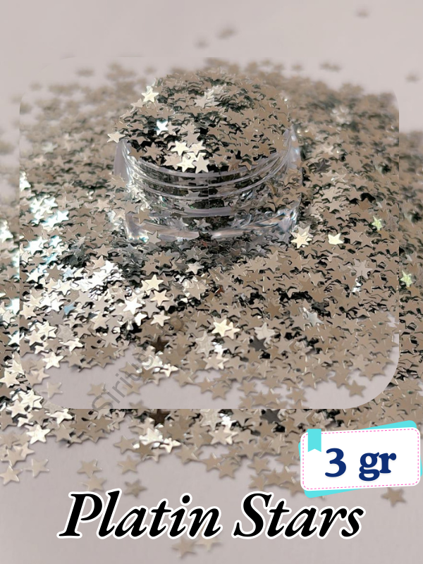 Epoksi- Mum-Makyaj-Tırnak-Sabun Simi Pulu Platin Stars 3 gr