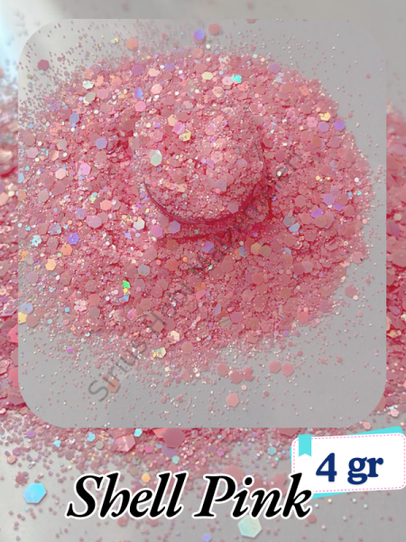 Epoksi- Mum-Makyaj-Tırnak-Sabun Simi Pulu Shell Pink 4 gr