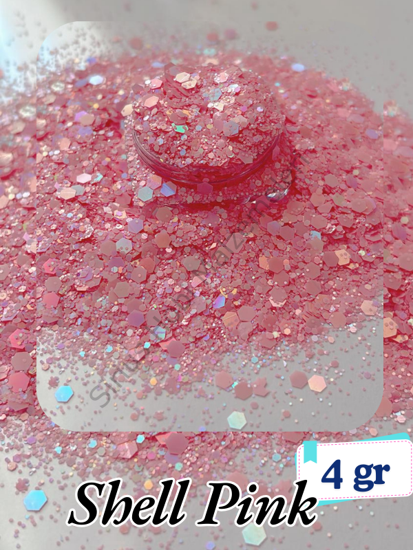 Epoksi- Mum-Makyaj-Tırnak-Sabun Simi Pulu Shell Pink 4 gr