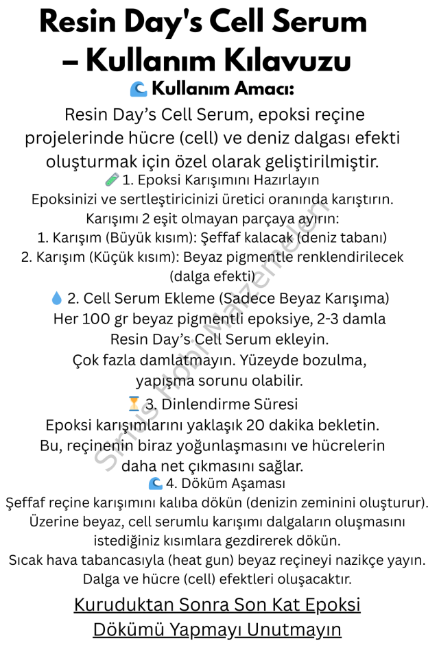 Resin Day’s Cell Serum 10ml – Epoksi Reçine İçin Dalga Hücre Efekti (Silikon Bazlı)