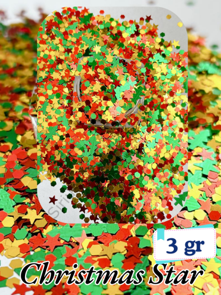 Epoksi Chunky Glitters Christmas Star 3 gr