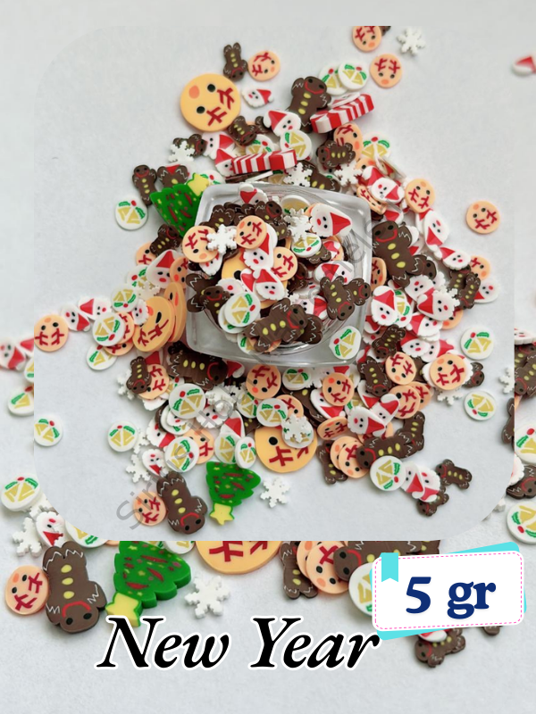 Epoksi Polimer Kil Süslemeler (Fimo Dilimleri) Yılbaşı Newyear 4gr