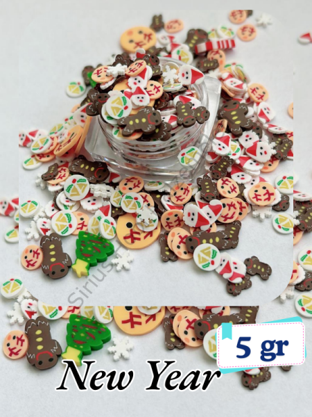 Epoksi Polimer Kil Süslemeler (Fimo Dilimleri) Yılbaşı Newyear 4gr