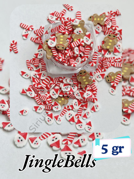 Epoksi Polimer Kil Süslemeler (Fimo Dilimleri) Yılbaşı Jinglebells  4gr