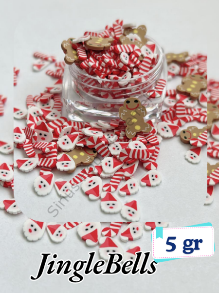 Epoksi Polimer Kil Süslemeler (Fimo Dilimleri) Yılbaşı Jinglebells  4gr