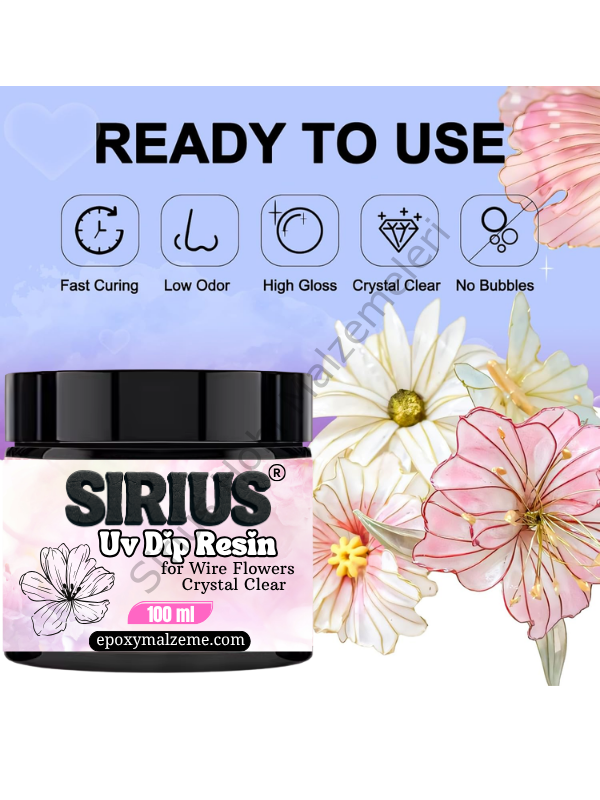 Sirius Yoğun Kıvamlı Dip UV Reçine – Tel İçin Uygun (Akmayan)-Hızlı Kürleşen 100ml