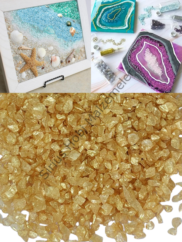 Epoksi Cam Kırıkları Sedefli Light Gold İnce 100 gr