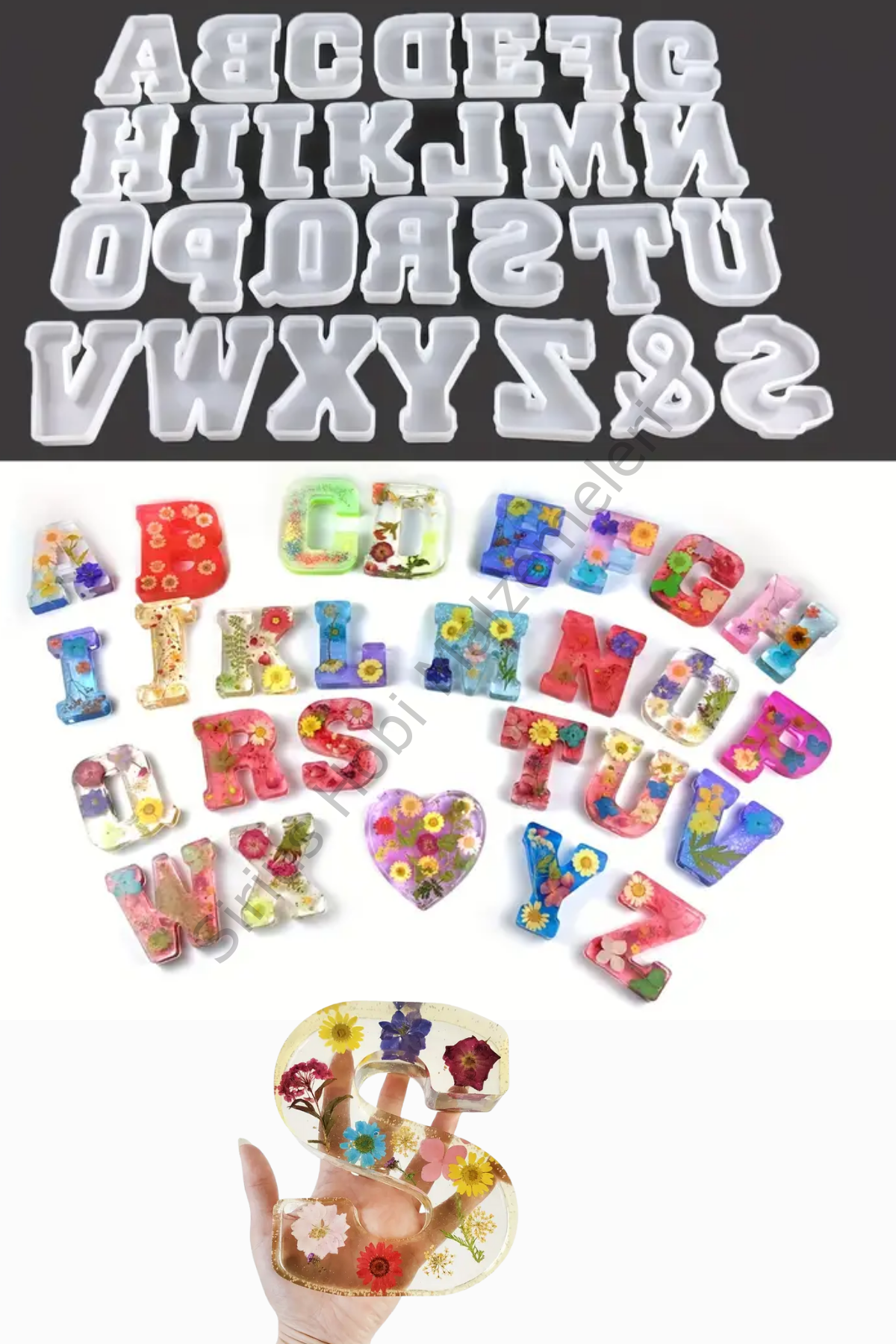 Epoksi Reçine Tasarım Büyük Harf Silikon Kalıpları