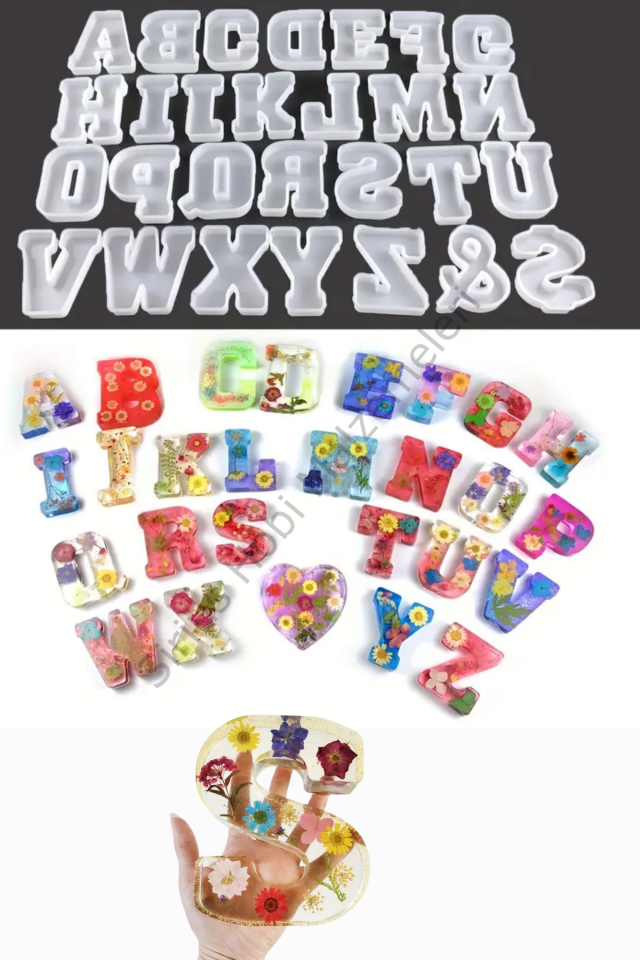 Epoksi Reçine Tasarım Büyük Harf Silikon Kalıpları