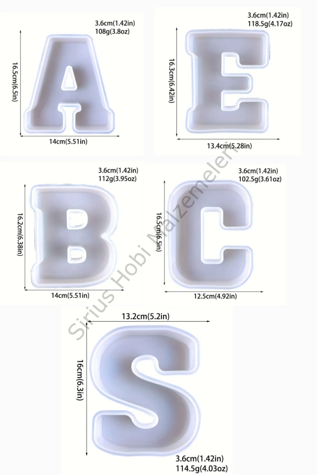 Epoksi Reçine Tasarım Büyük Harf Silikon Kalıpları