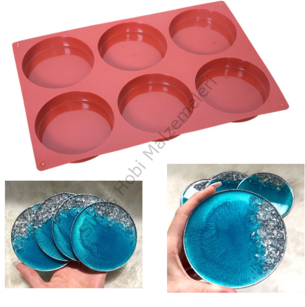 Epoksi 6lı 10 cm Bardak Altlığı Kalıbı