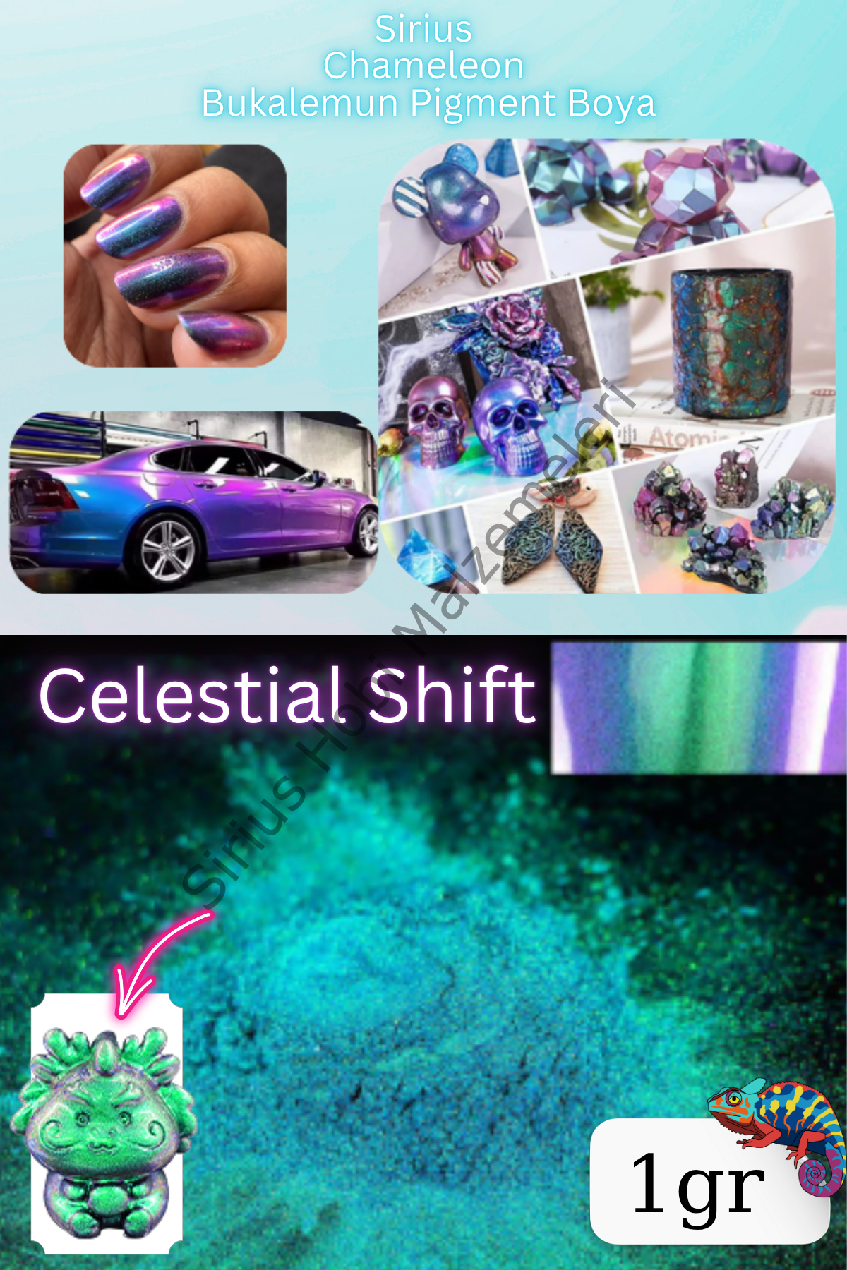 Chameleon Bukalemun Pigment Toz Boya Celestial Shift – 1 gr | Epoksi Uyumlu Renk Geçişli Efekt