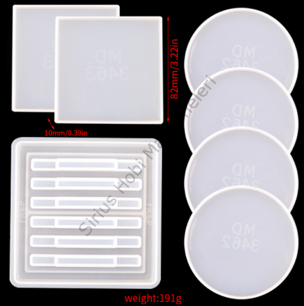 Epoksi 7 Parça Bardak Altlığı Kalıbı Seti