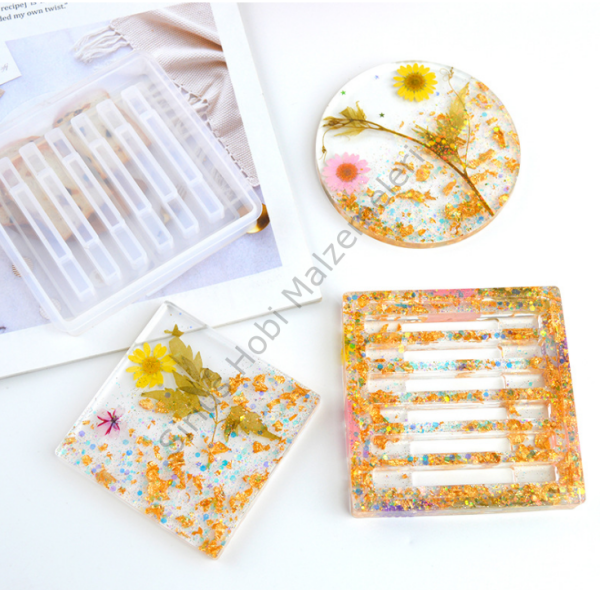 Epoksi 7 Parça Bardak Altlığı Kalıbı Seti