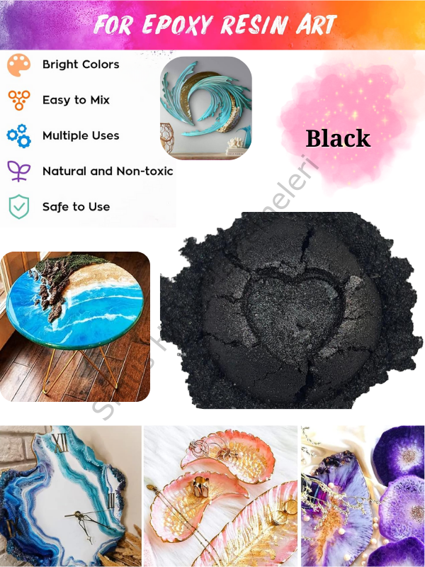 Epoksi Reçine Boyası Mica Powder İnci Sedefli Pigment İnci Tozu 5 gr Black