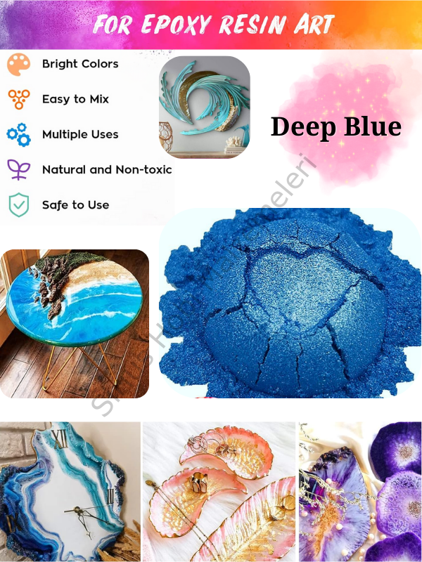 Epoksi Reçine Boyası Mica Powder İnci Sedefli Pigment İnci Tozu 5 gr Deep Blue