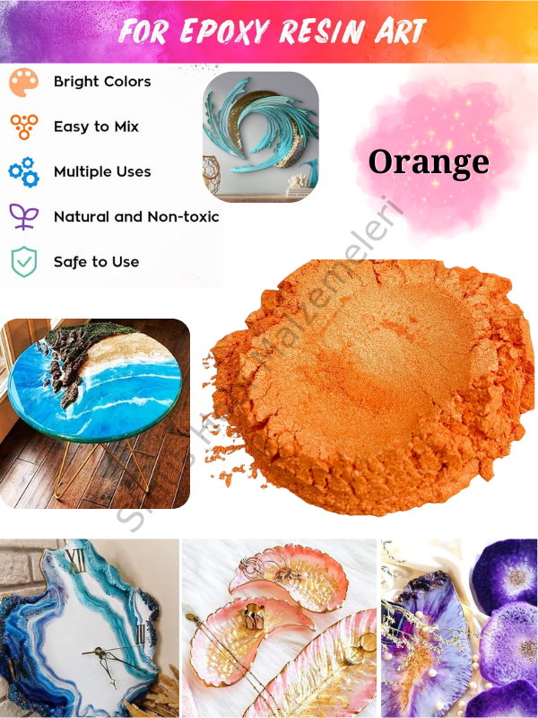 Epoksi Reçine Boyası Mica Powder İnci Sedefli Pigment İnci Tozu 5 gr Orange