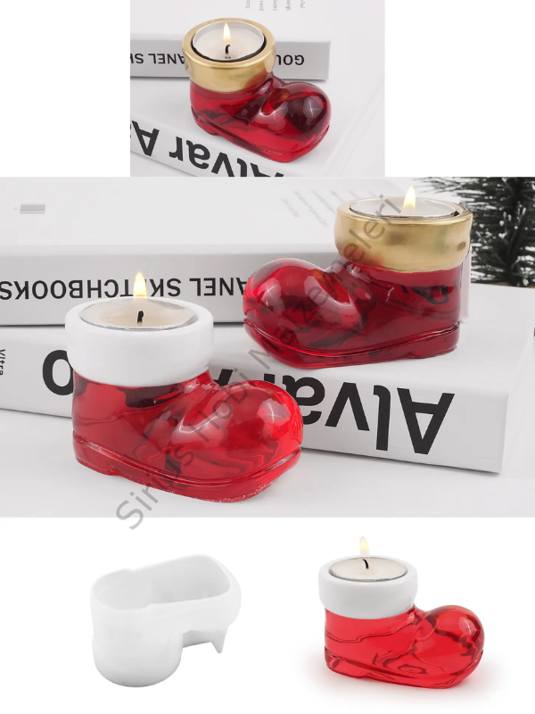 Epoksi Alçı Noel Ayakkabısı Mumluk Silikon Kalıbı