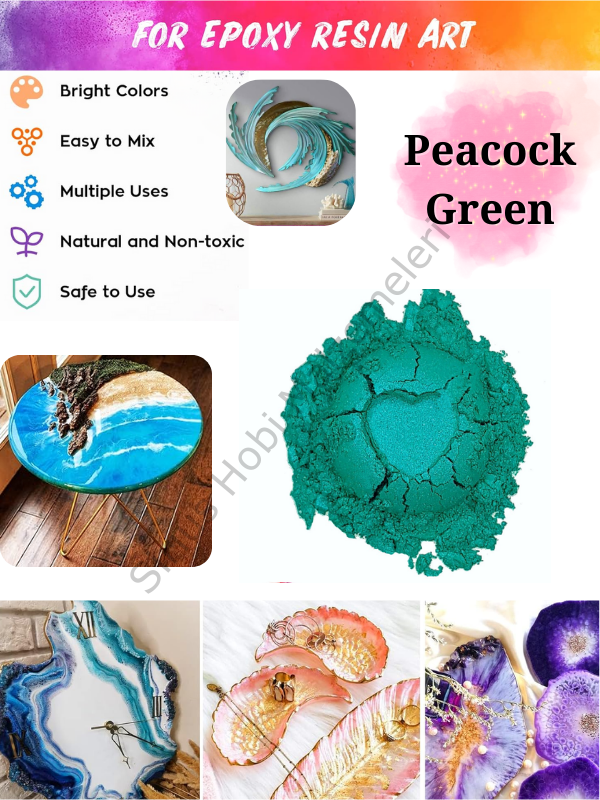 Epoksi Reçine Boyası Mica Powder İnci Sedefli Pigment İnci Tozu 5 gr Peacock Green