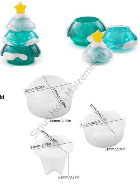 Epoksi Alçı Noel Ağacı Mumluk Kutu Silikon Kalıbı