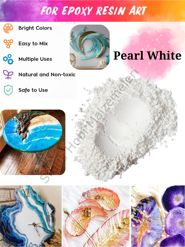Epoksi Reçine Boyası Mica Powder İnci Sedefli Pigment İnci Tozu 5 gr Pearl White