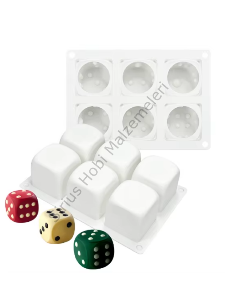 Epoksi Alçı Mum Sabun Büyük  6 lı Zar Silikon Kalıbı