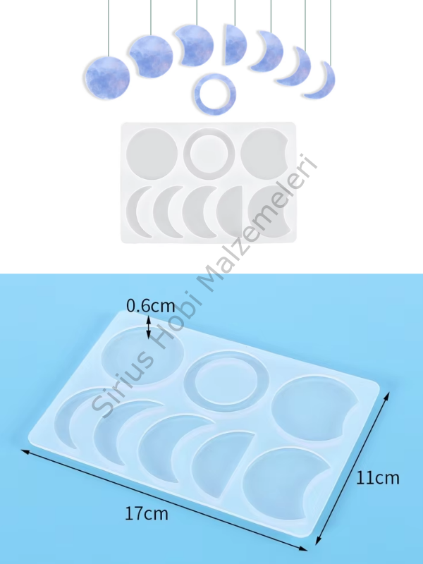 Epoksi Reçine Ay Evreleri Kolye Küpe Anahtarlık Silikon Kalıbı