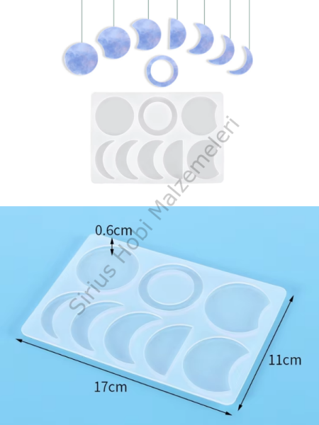 Epoksi Reçine Ay Evreleri Kolye Küpe Anahtarlık Silikon Kalıbı