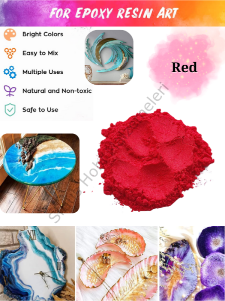 Epoksi Reçine Boyası Mica Powder İnci Sedefli Pigment İnci Tozu 5 gr Red