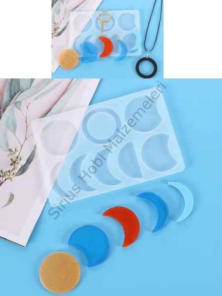 Epoksi Reçine Ay Evreleri Kolye Küpe Anahtarlık Silikon Kalıbı