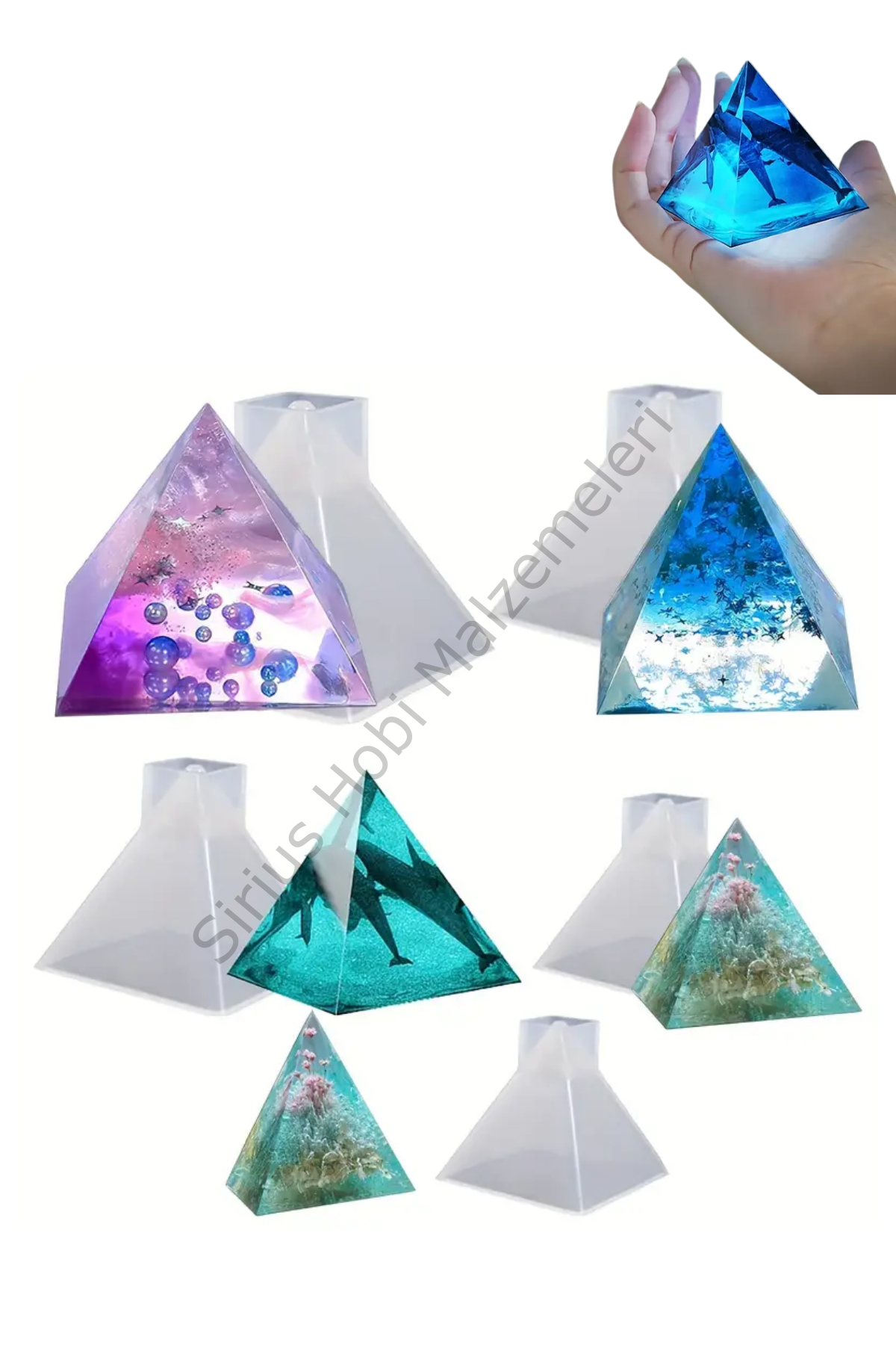 Epoksi Reçine Minik Piramit Silikon Kalıpları
