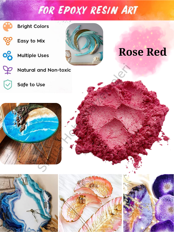 Epoksi Reçine Boyası Mica Powder İnci Sedefli Pigment İnci Tozu 5 gr Rose Red