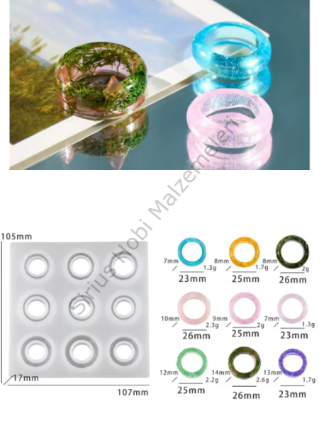 Epoksi Reçine Çoklu Yüzük Silikon Kalıbı