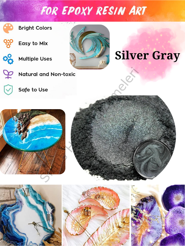 Epoksi Reçine Boyası Mica Powder İnci Sedefli Pigment İnci Tozu 5 gr SilverGray