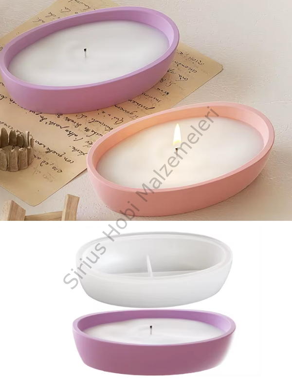 Epoksi Reçine Alçı Uzun Tabak Kase Sunumluk Mumluk Silikon Kalıbı