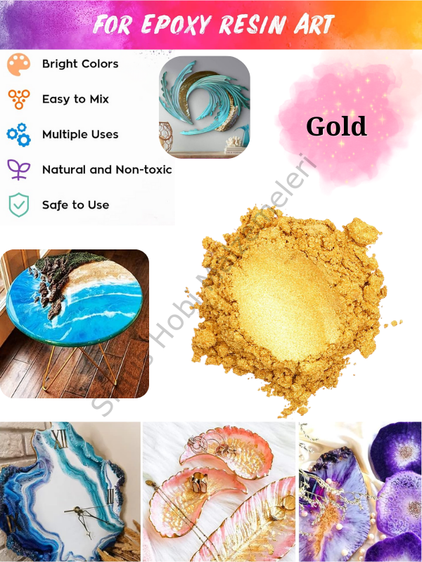 Epoksi Reçine Boyası Mica Powder İnci Sedefli Pigment İnci Tozu 5 gr Gold