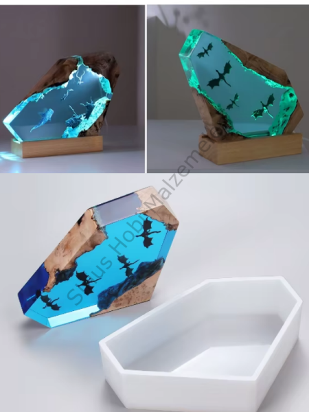 Epoksi Reçine Tasarım Geode Gece Lambası Silikon Kalıbı