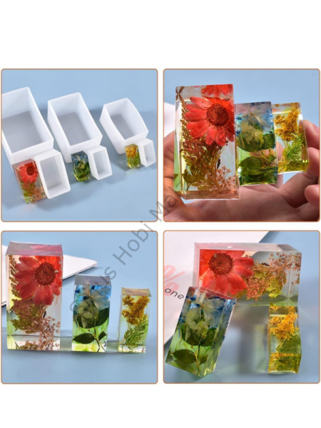 Epoksi Reçine Farklı Boyutlarda Dikdörtgen Derin Tasarım Silikon Kalıpları