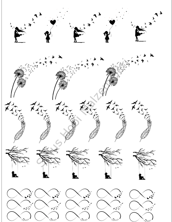 Şeffaf Asetat Baskı 3 -4 cm arası