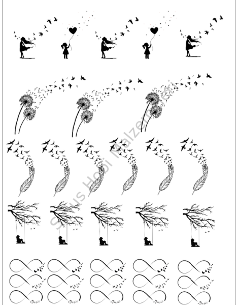 Şeffaf Asetat Baskı 3 -4 cm arası