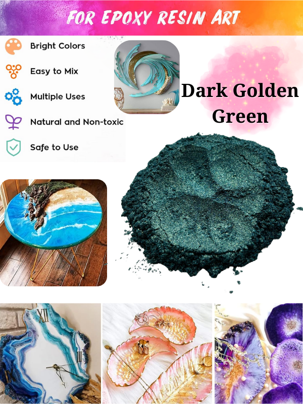 Epoksi Reçine Boyası Mica Powder İnci Sedefli Pigment  İnci Tozu 5 gr Dark Golden Green