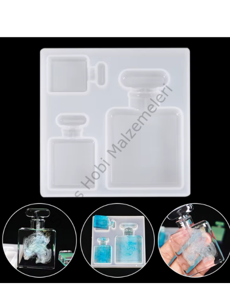 Epoksi Reçine Parfüm Şişesi Anahtarlık Silikon Kalıbı