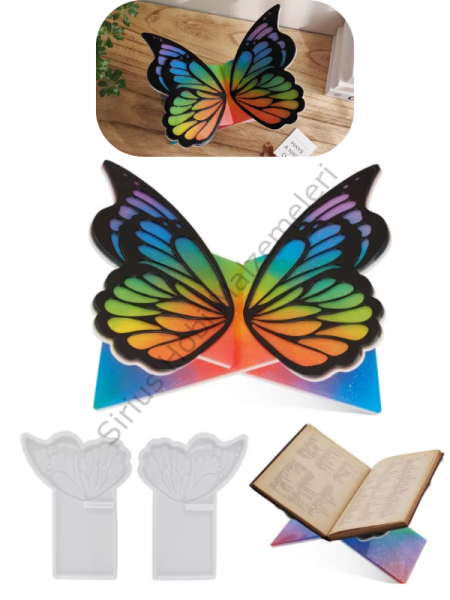 Epoksi Reçine Alçı 30 cm Kelebek Rahle Silikon Kalıbı 2 parça