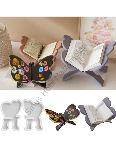 Epoksi Reçine Alçı 40 cm Kelebek Rahle Silikon Kalıbı 2 parça