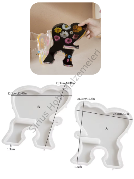 Epoksi Reçine Alçı 40 cm Kelebek Rahle Silikon Kalıbı 2 parça