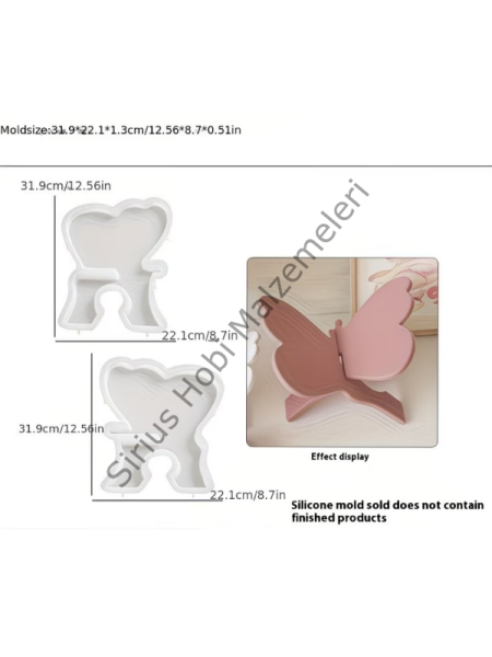 Epoksi Reçine Alçı 40 cm Kelebek Rahle Silikon Kalıbı 2 parça