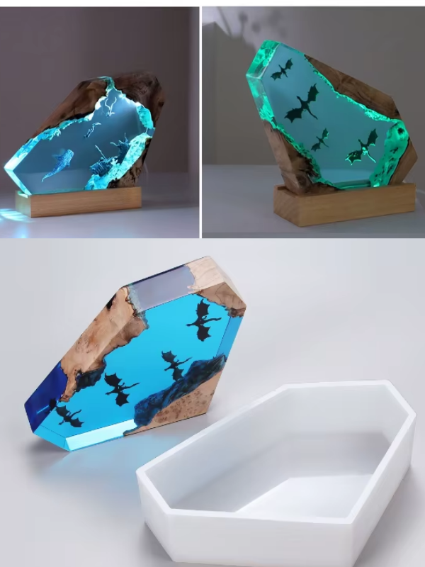 Epoksi Reçine Tasarım Geode Gece Lambası Silikon Kalıbı