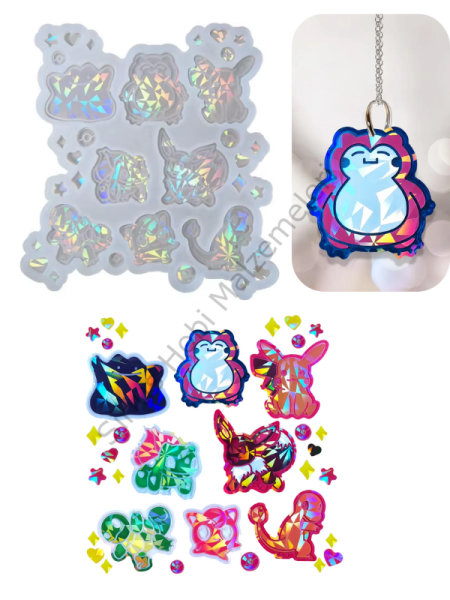 Epoksi Reçine Hologramlı Pokemon Anahtarlık Silikon Kalıbı