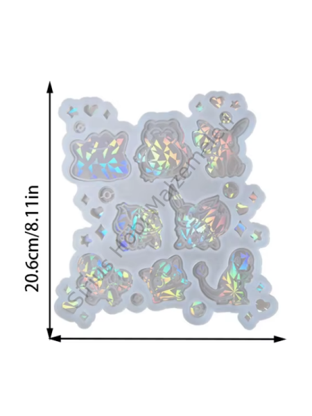 Epoksi Reçine Hologramlı Pokemon Anahtarlık Silikon Kalıbı